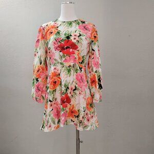 ZARA-M- COTTON LINEN MINI DRESS-cut out on back side